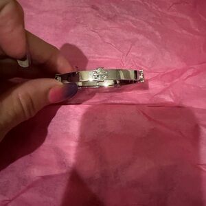 Tory Burch Silver bangle Bracelet with Cross Design small NEW